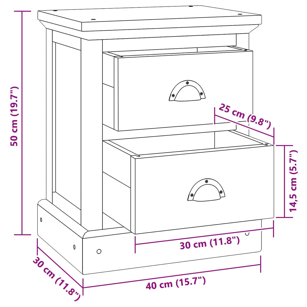 Comodino Naturale 40 x 30 x 50 cm Legno di teak solido
