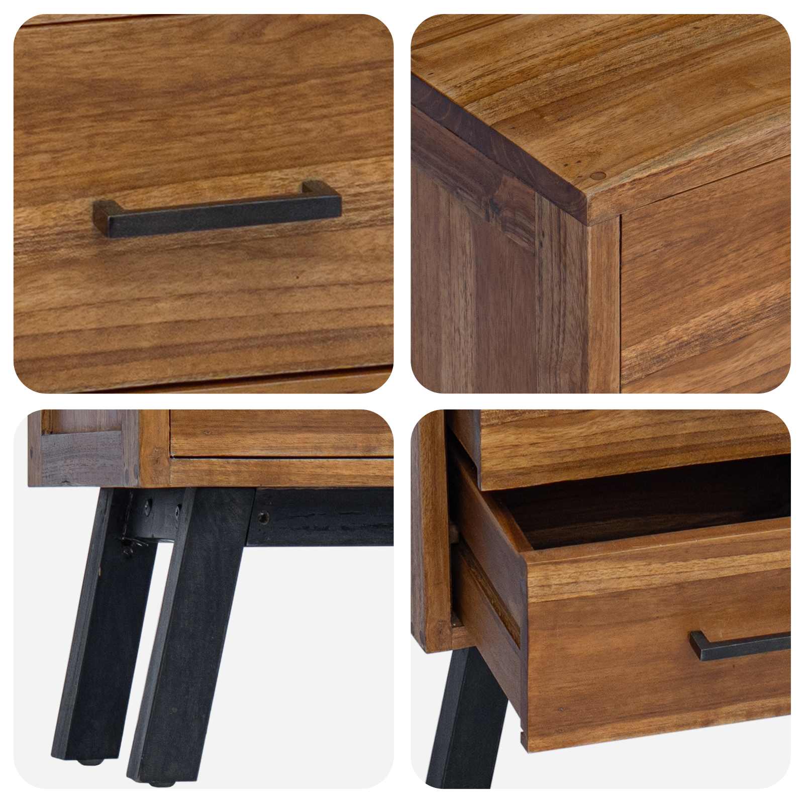 Comodino Naturale 40 x 35 x 55 cm Legno di teak solido