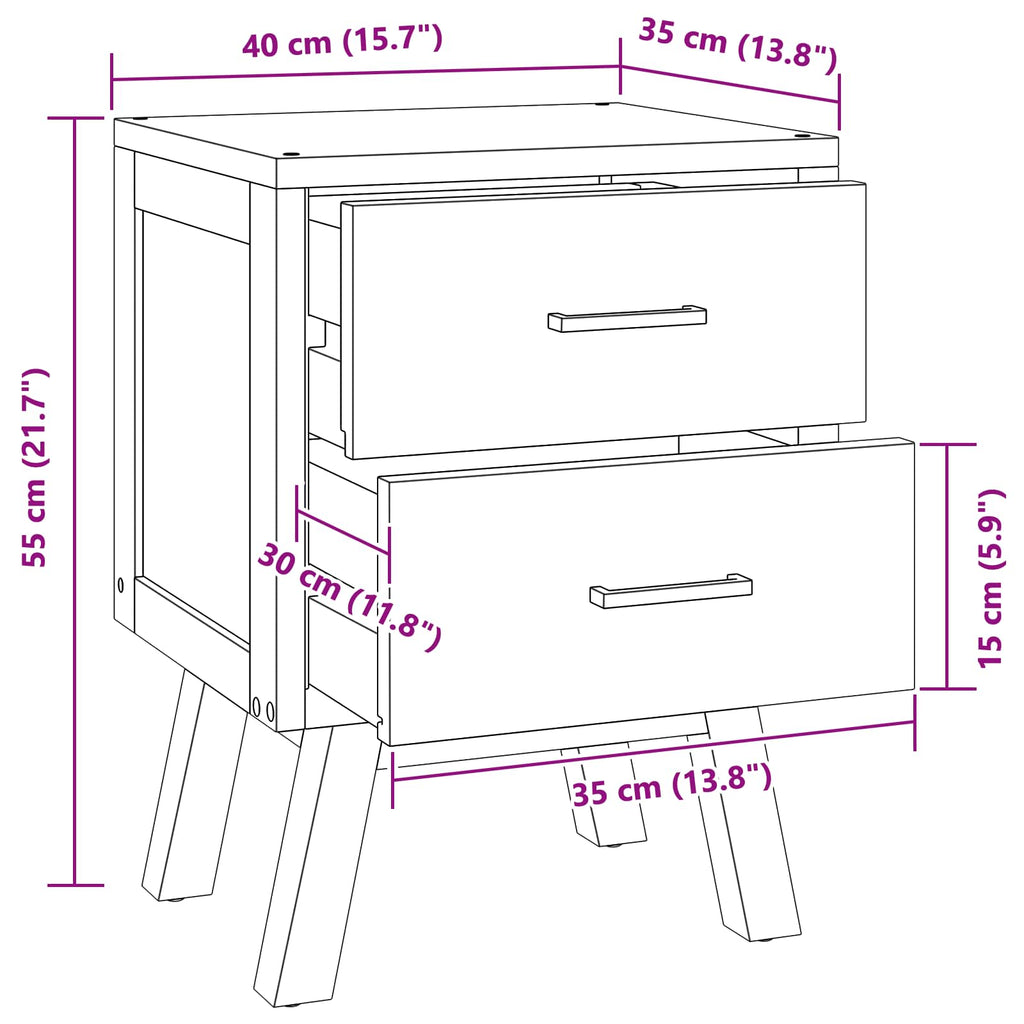 Comodino Naturale 40 x 35 x 55 cm Legno di teak solido