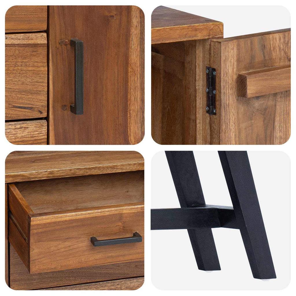 Supporto TV Naturale 110 x 30 x 75 cm Legno di teak solido