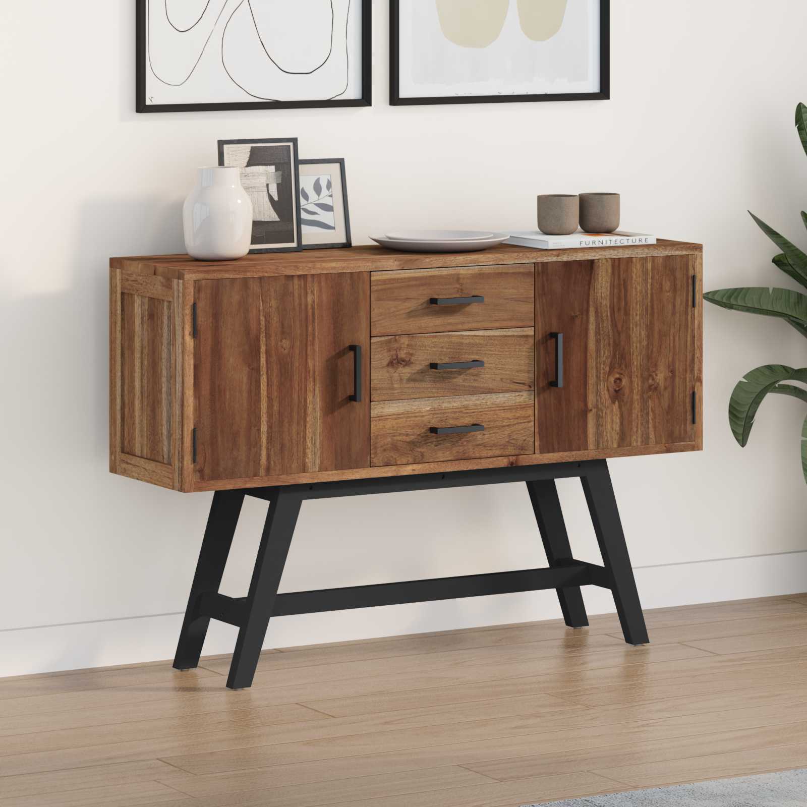 Supporto TV Naturale 110 x 30 x 75 cm Legno di teak solido
