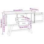 Supporto TV Naturale 110 x 30 x 75 cm Legno di teak solido