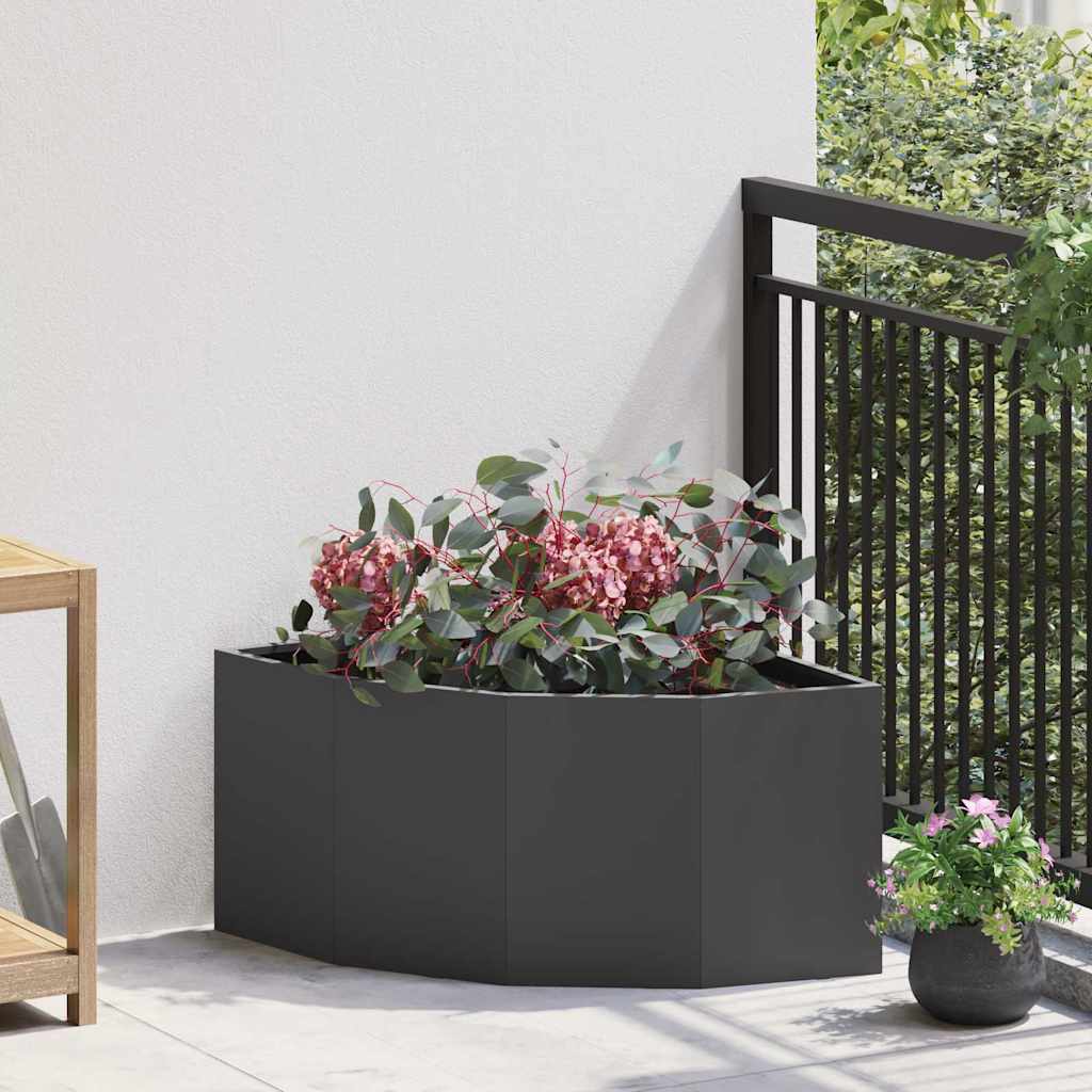 Vaso d'angolo Nero 60 x 60 x 35 cm Acciaio