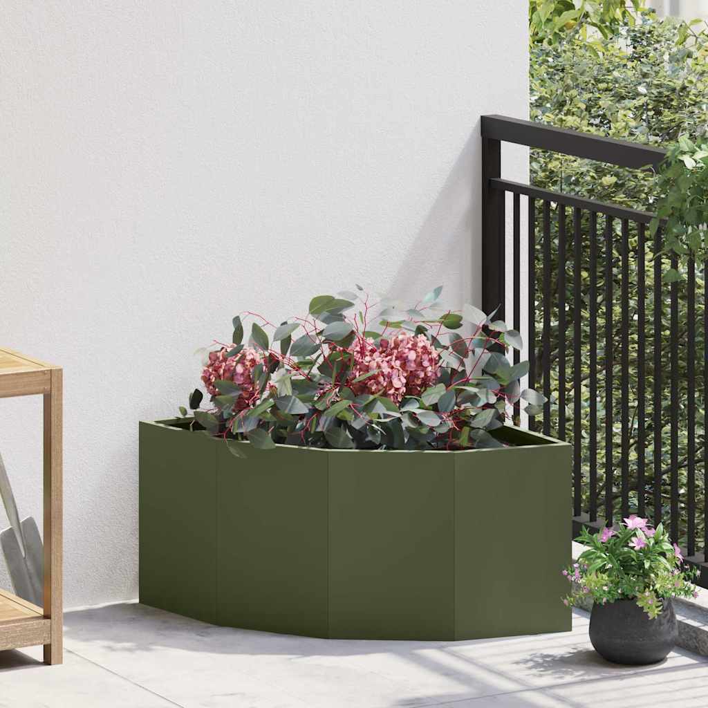Vaso d'angolo Oliver verde 60 x 60 x 35 cm Acciaio