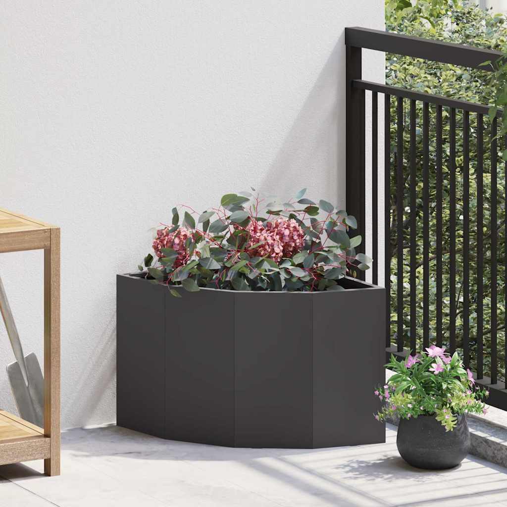Vaso d'angolo Nero 45 x 45 x 35 cm Acciaio