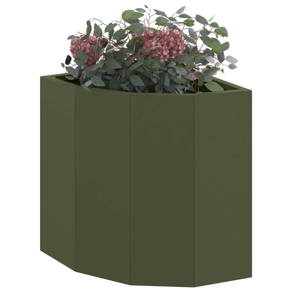 Vaso d'angolo Oliver verde 30 x 30 x 35 cm Acciaio