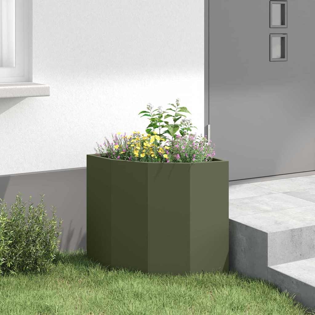 Vaso d'angolo Oliver verde 45 x 45 x 50 cm Acciaio