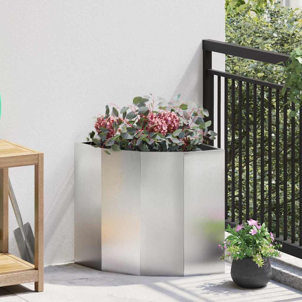 Vaso d'angolo Argento 45 x 45 x 50 cm Acciaio inossidabile