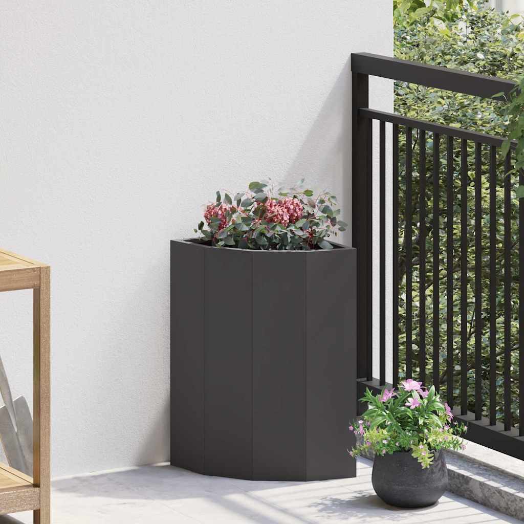 Vaso d'angolo Nero 30 x 30 x 50 cm Acciaio