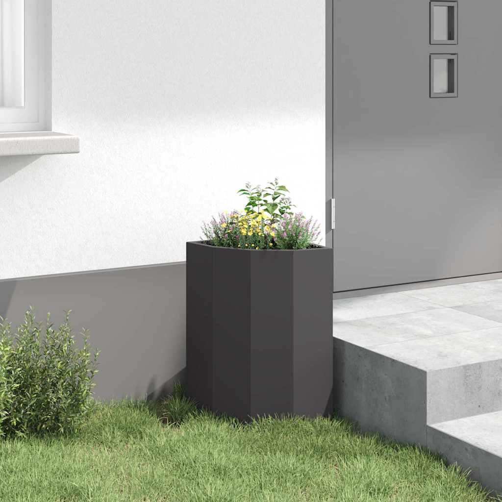 Vaso d'angolo Nero 30 x 30 x 50 cm Acciaio