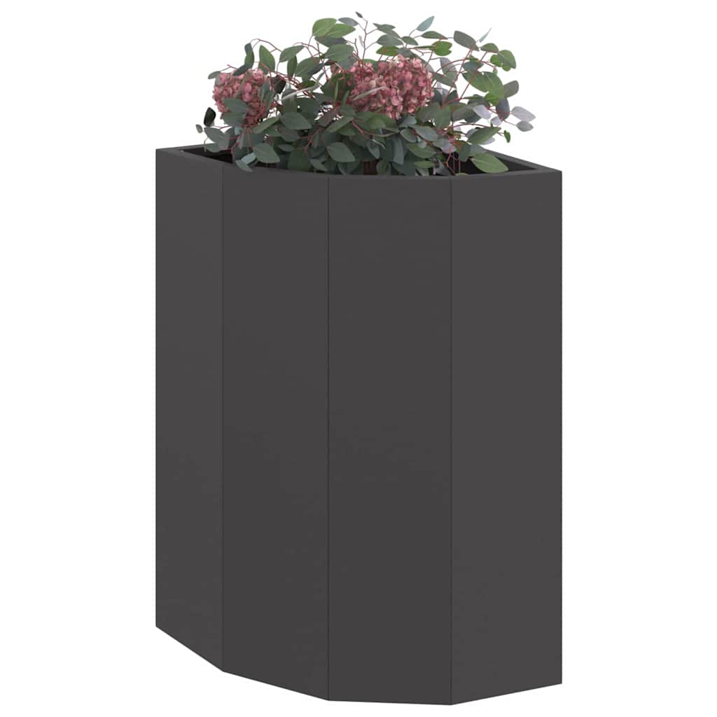 Vaso d'angolo Nero 30 x 30 x 50 cm Acciaio