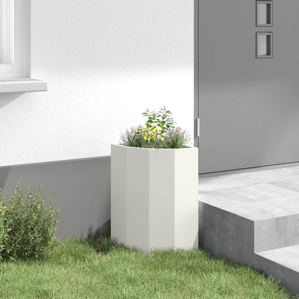 Vaso d'angolo Bianco 30 x 30 x 50 cm Acciaio