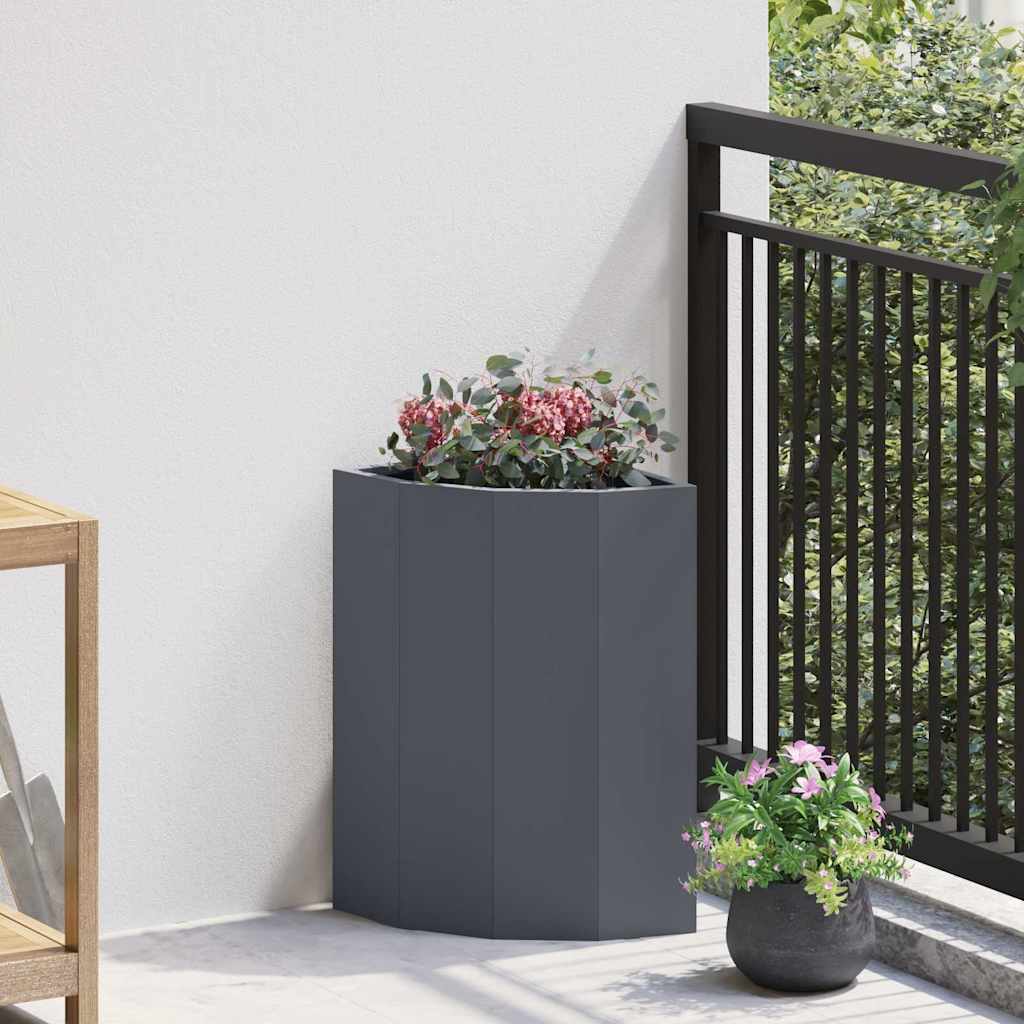 Vaso d'angolo Antracite 30 x 30 x 50 cm Acciaio