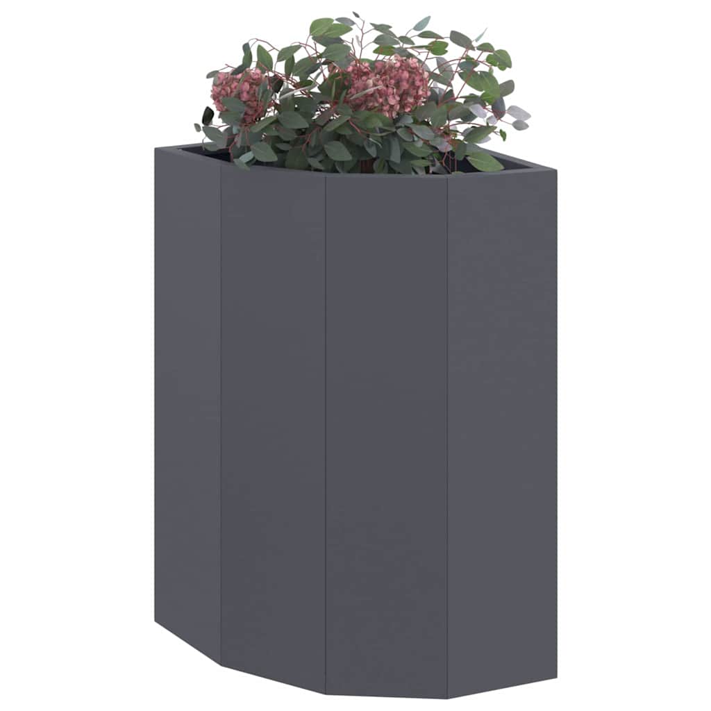 Vaso d'angolo Antracite 30 x 30 x 50 cm Acciaio