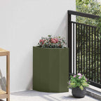 Vaso d'angolo Oliver verde 30 x 30 x 50 cm Acciaio