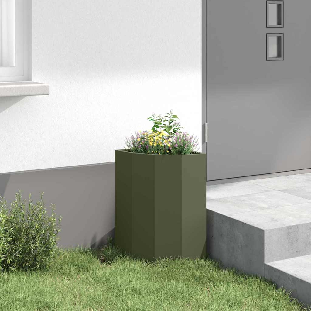 Vaso d'angolo Oliver verde 30 x 30 x 50 cm Acciaio