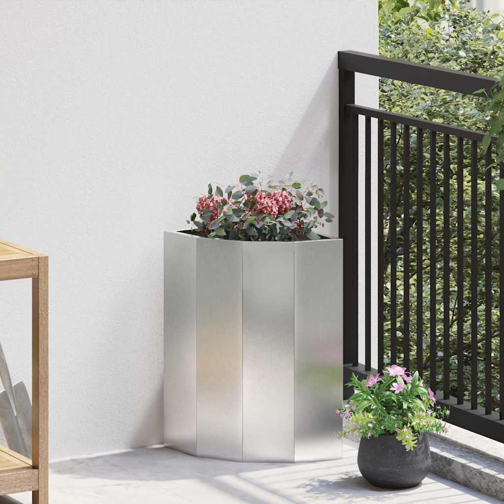 Vaso d'angolo Argento 30 x 30 x 50 cm Acciaio inossidabile