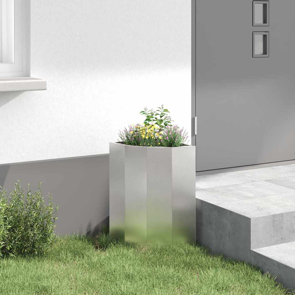 Vaso d'angolo Argento 30 x 30 x 50 cm Acciaio inossidabile