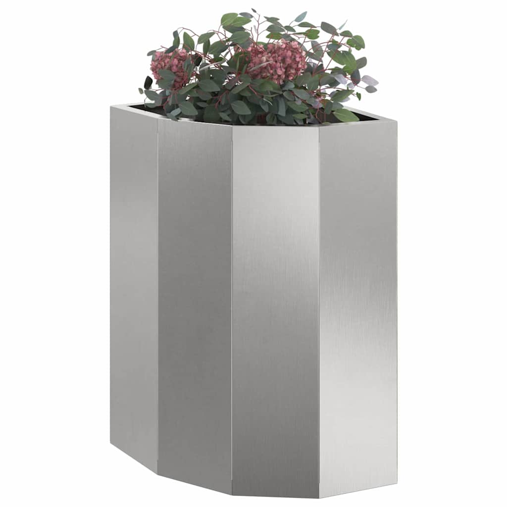 Vaso d'angolo Argento 30 x 30 x 50 cm Acciaio inossidabile