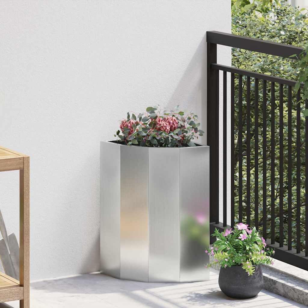 Vaso d'angolo Argento 30 x 30 x 50 cm Acciaio zincato