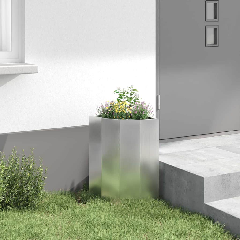 Vaso d'angolo Argento 30 x 30 x 50 cm Acciaio zincato