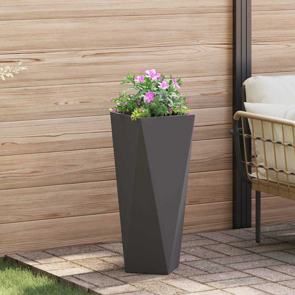 Fioriera 2 pcs Nero 30 x 30 x 75 cm Acciaio