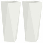 Fioriera 2 pcs Bianco 30 x 30 x 75 cm Acciaio
