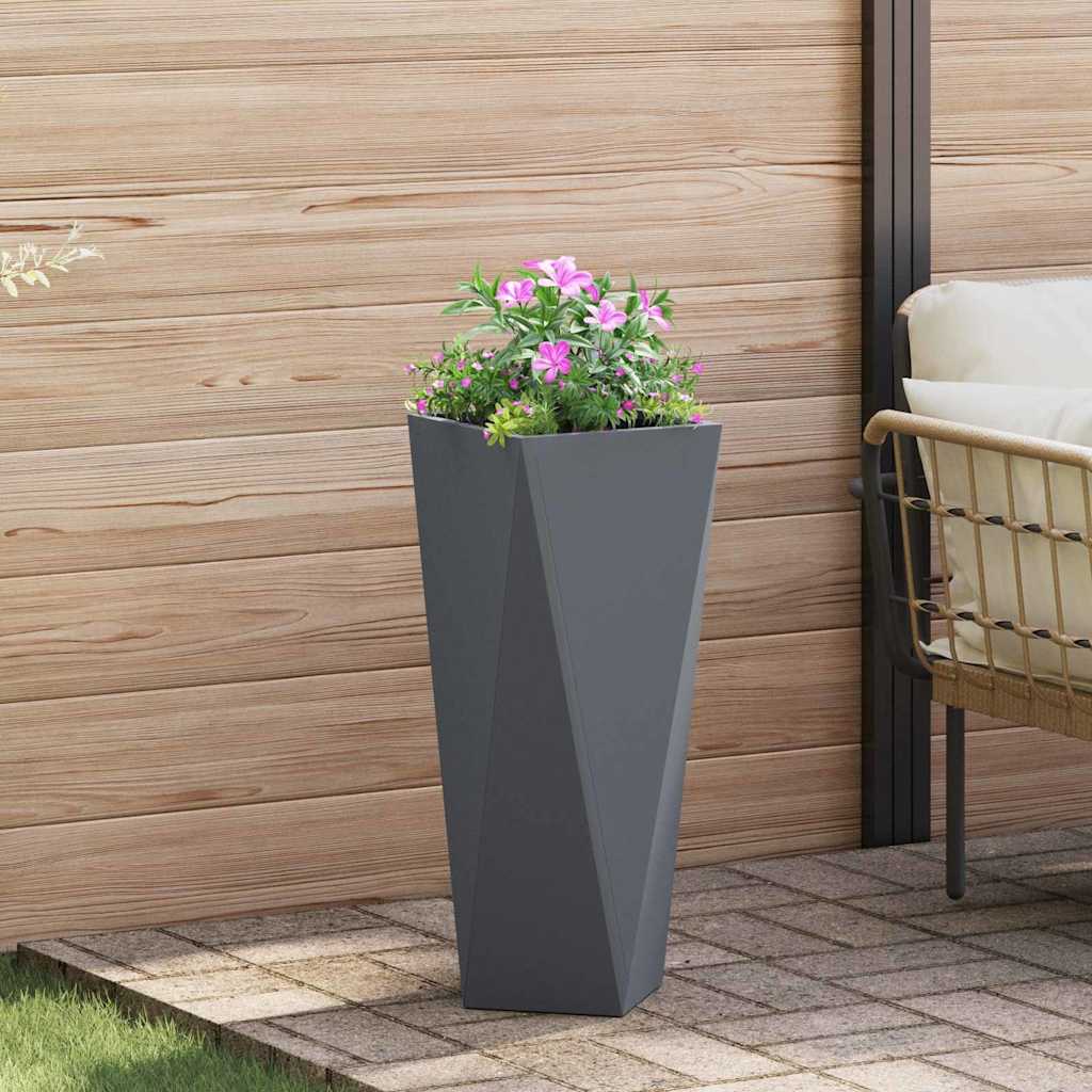 Fioriera 2 pcs Antracite 30 x 30 x 75 cm Acciaio