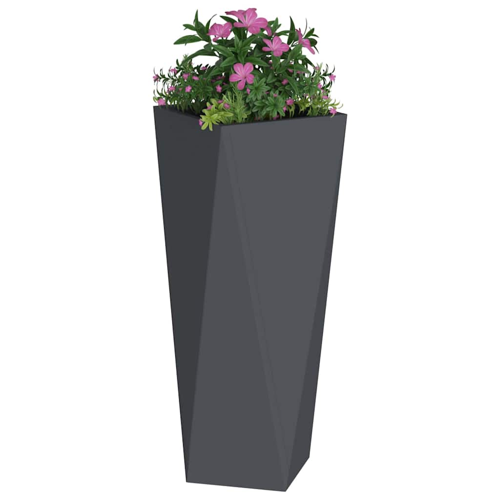 Fioriera 2 pcs Antracite 30 x 30 x 75 cm Acciaio