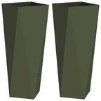 Fioriera 2 pcs Verde oliva 30 x 30 x 75 cm Acciaio