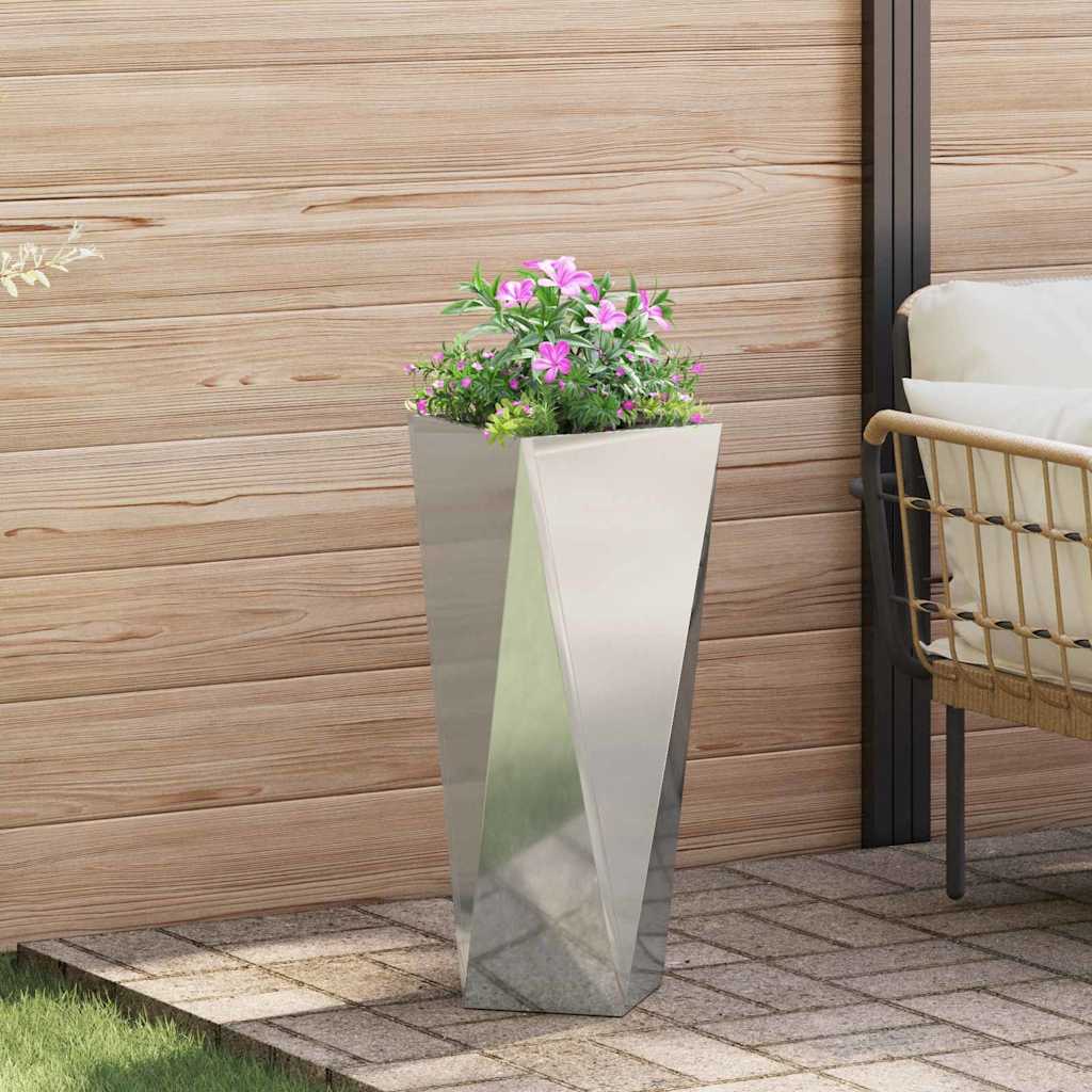 Fioriera 2 pcs Argento 30 x 30 x 75 cm Acciaio zincato