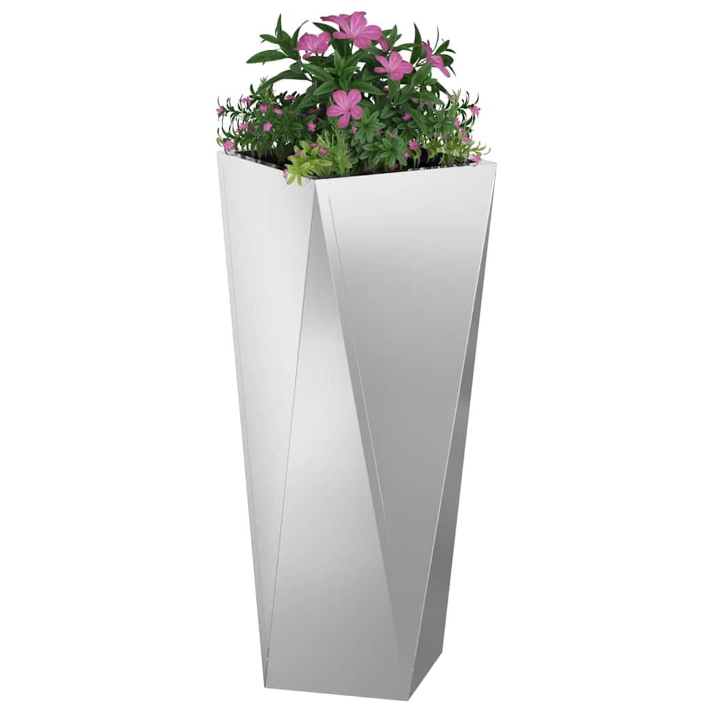 Fioriera 2 pcs Argento 30 x 30 x 75 cm Acciaio zincato