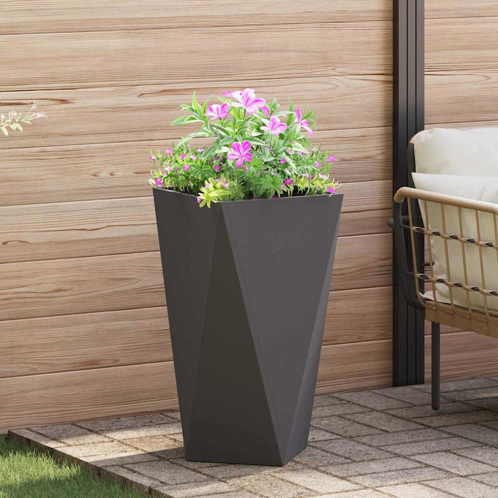 Fioriera 2 pcs Nero 40 x 40 x 75 cm Acciaio