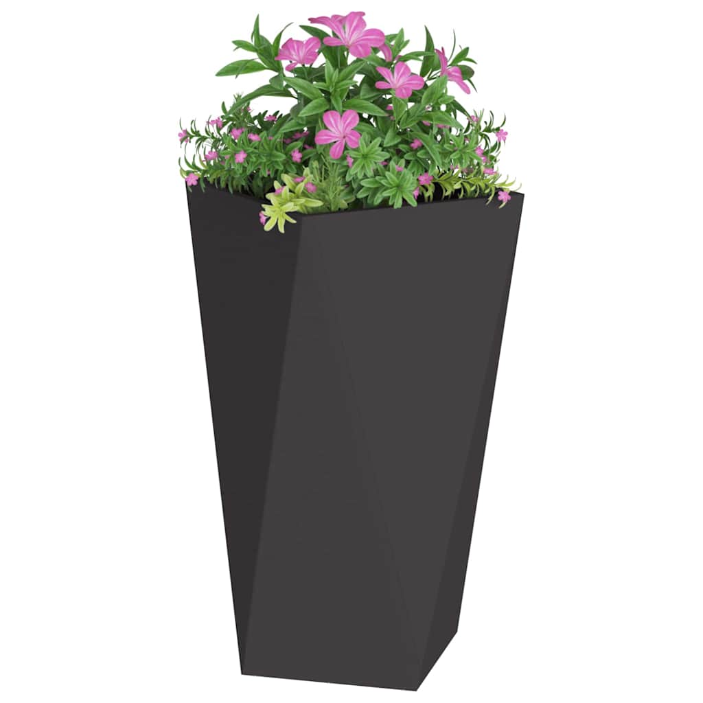 Fioriera 2 pcs Nero 40 x 40 x 75 cm Acciaio