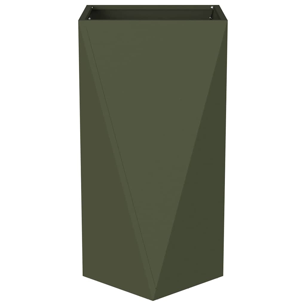 Fioriera 2 pcs Verde oliva 40 x 40 x 75 cm Acciaio