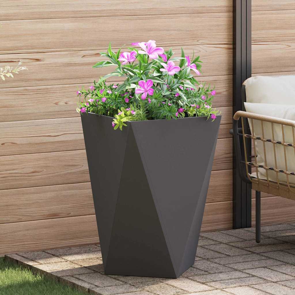 Fioriera 2 pcs Nero 50 x 50 x 75 cm Acciaio