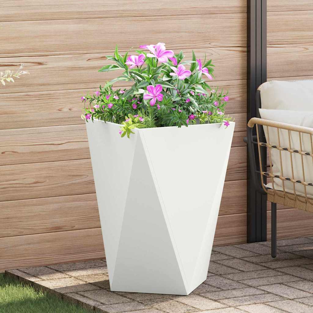 Fioriera 2 pcs Bianco 50 x 50 x 75 cm Acciaio
