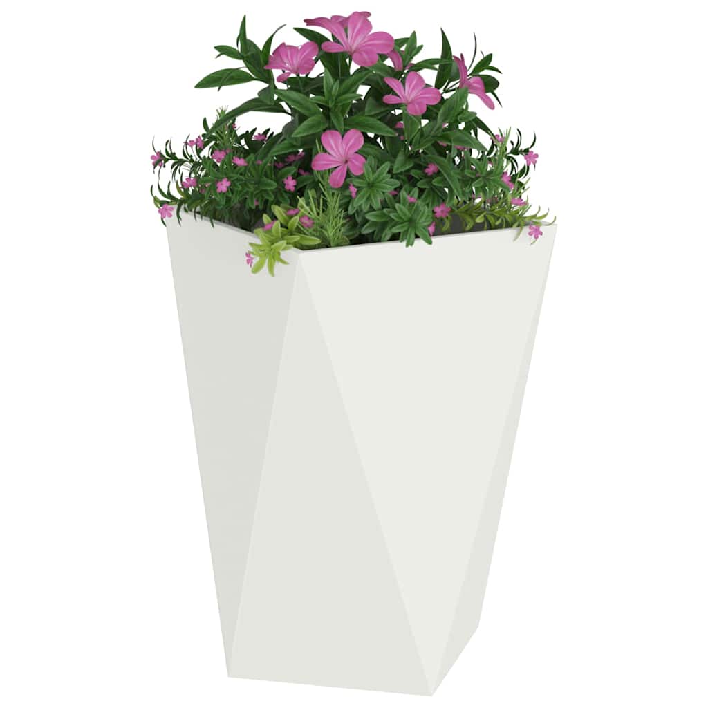 Fioriera 2 pcs Bianco 50 x 50 x 75 cm Acciaio