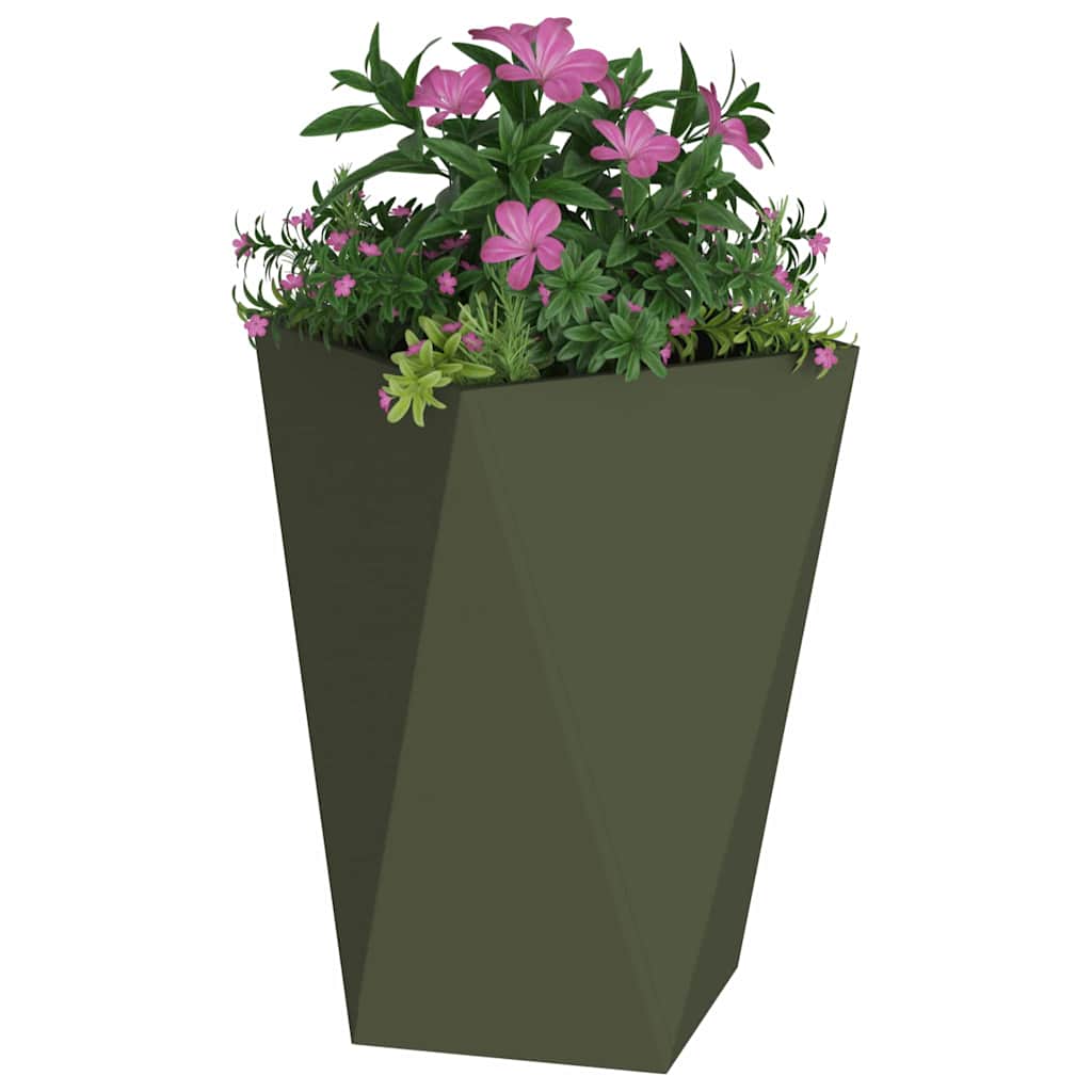 Fioriera 2 pcs Verde oliva 50 x 50 x 75 cm Acciaio