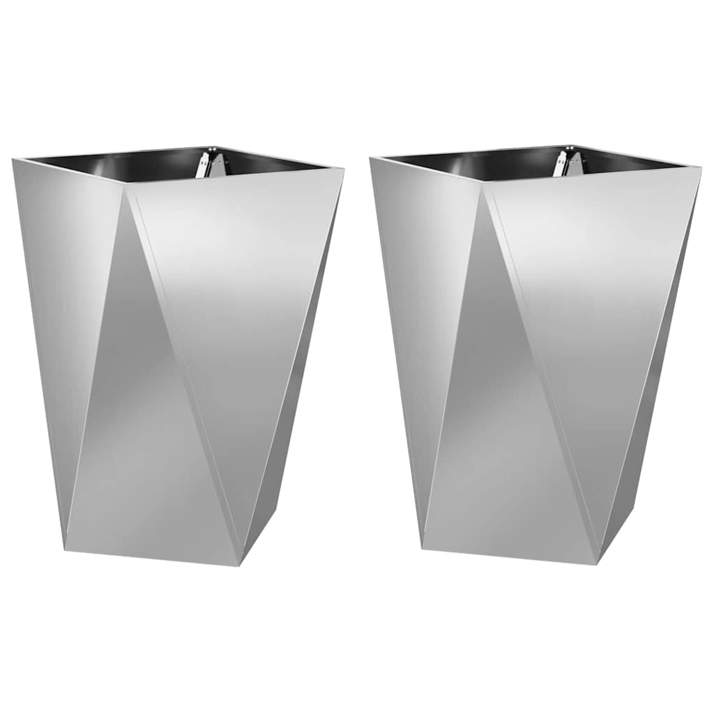 Fioriera 2 pcs Argento 50 x 50 x 75 cm Acciaio zincato