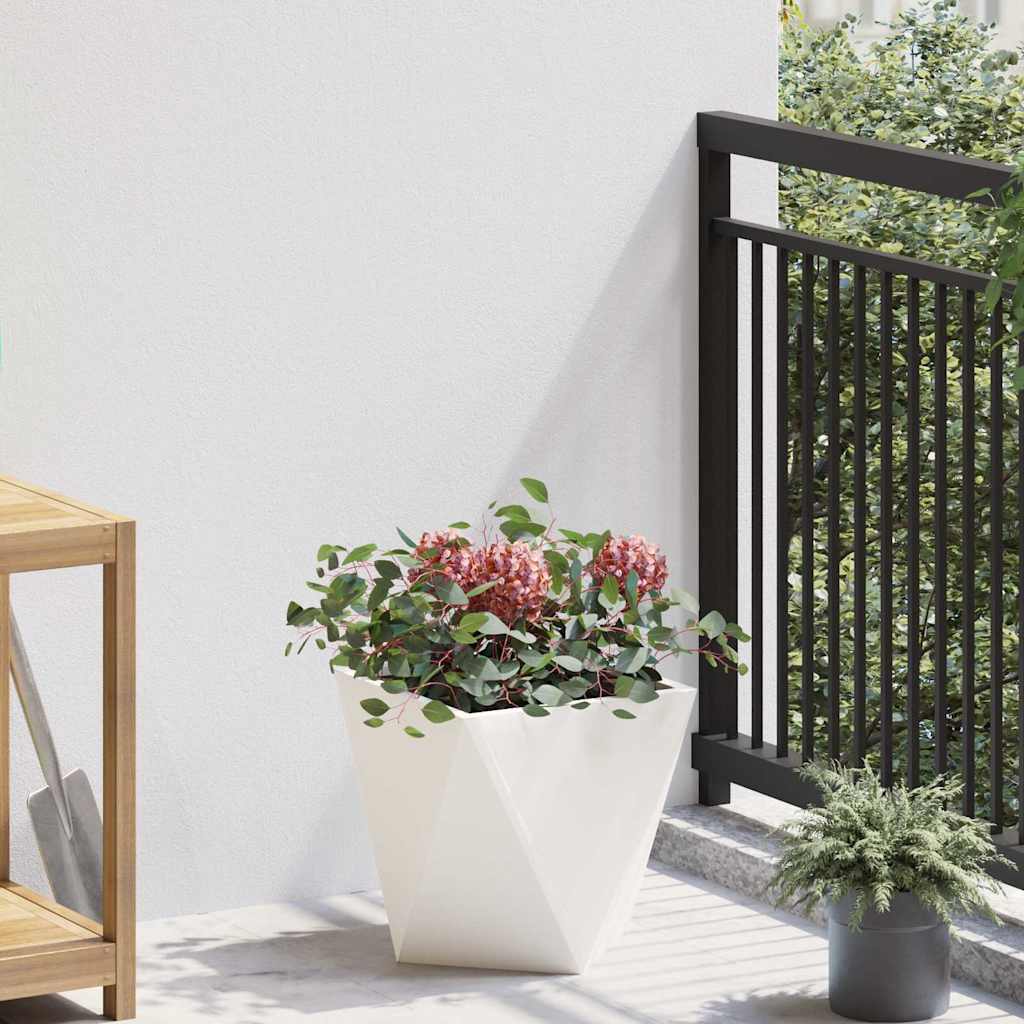 Fioriera 2 pcs Bianco 30 x 30 x 30 cm Acciaio