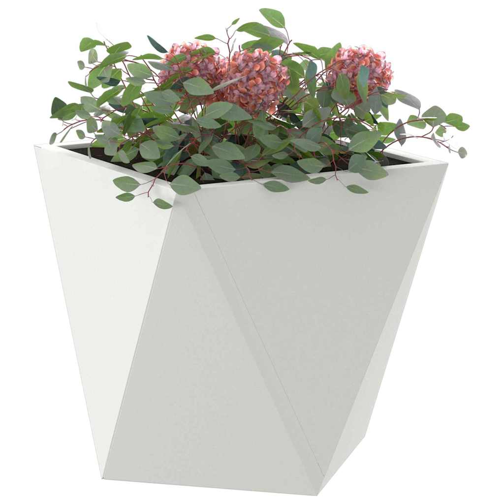Fioriera 2 pcs Bianco 30 x 30 x 30 cm Acciaio