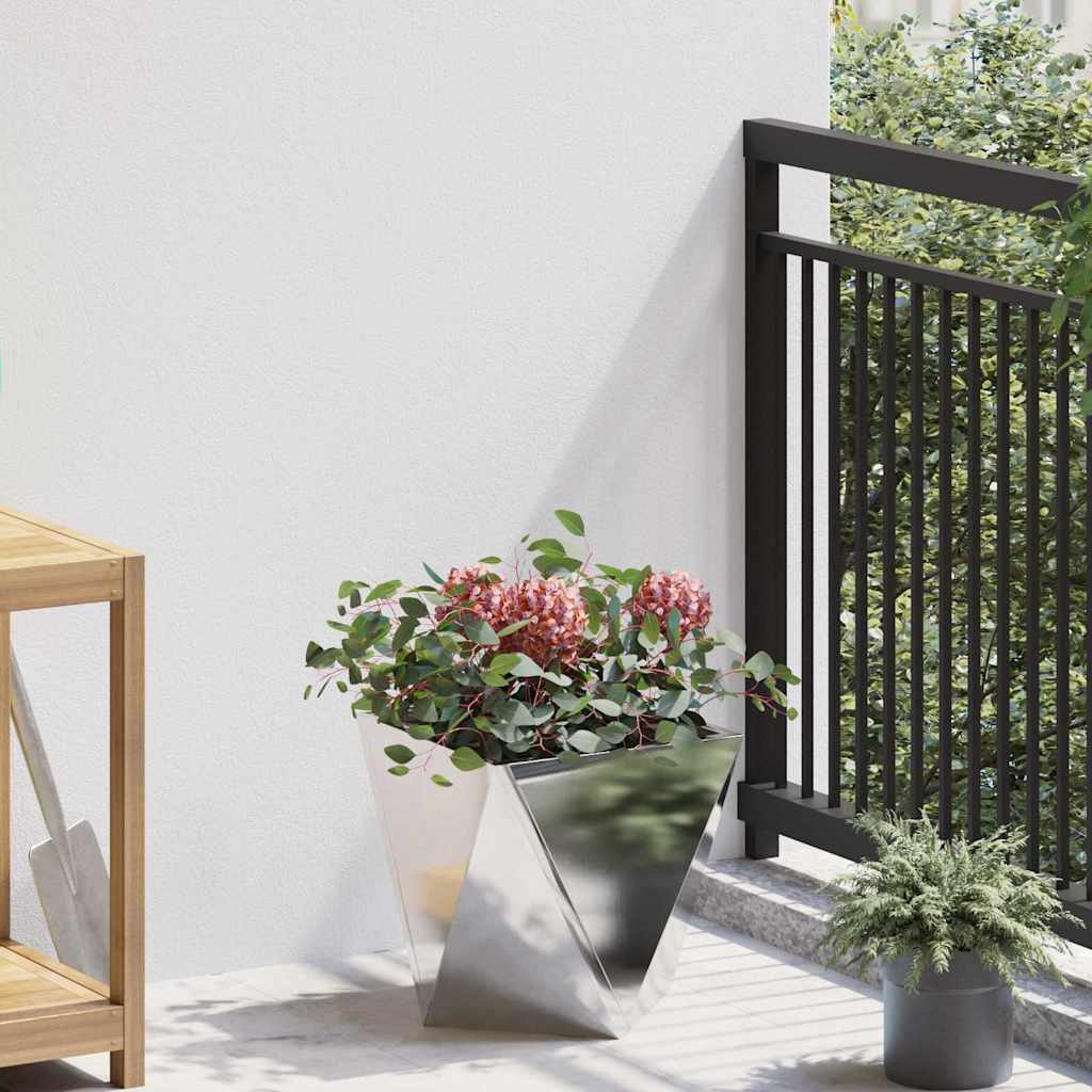 Fioriera 2 pcs Argento 30 x 30 x 30 cm Acciaio inossidabile