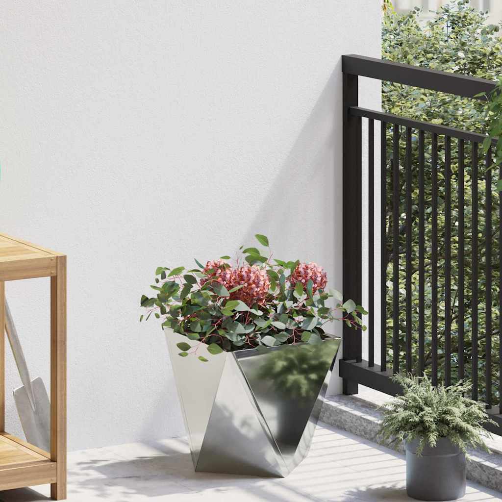 Fioriera 2 pcs Argento 30 x 30 x 30 cm Acciaio zincato