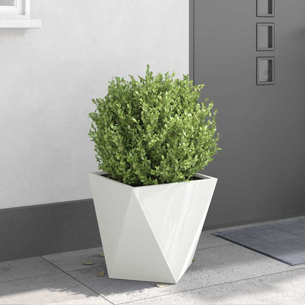 Fioriera 2 pcs Bianco 40 x 40 x 40 cm Acciaio