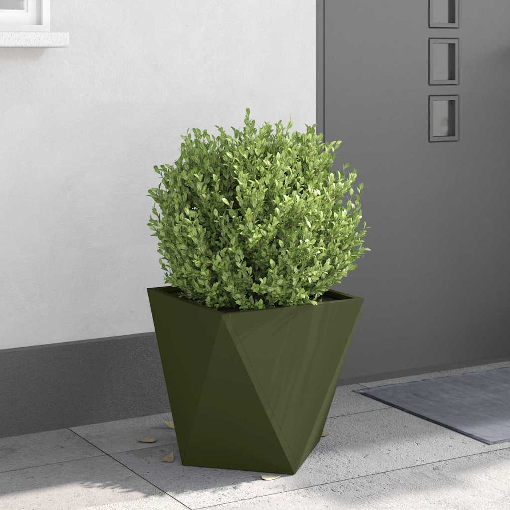Fioriera 2 pcs Verde oliva 40 x 40 x 40 cm Acciaio