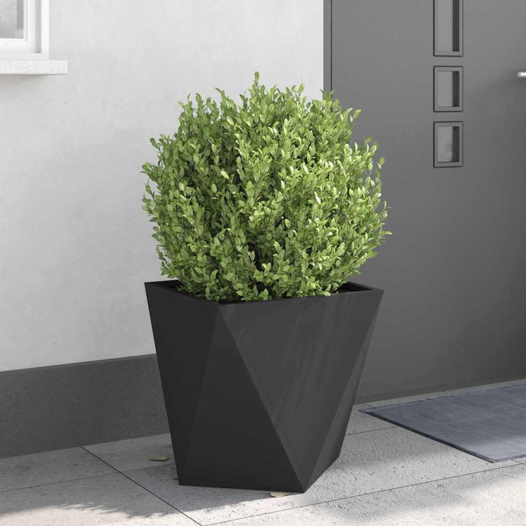Fioriera 2 pcs Nero 50 x 50 x 50 cm Acciaio