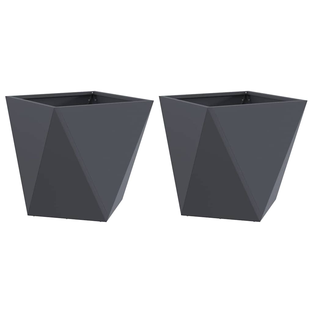 Fioriera 2 pcs Antracite 50 x 50 x 50 cm Acciaio