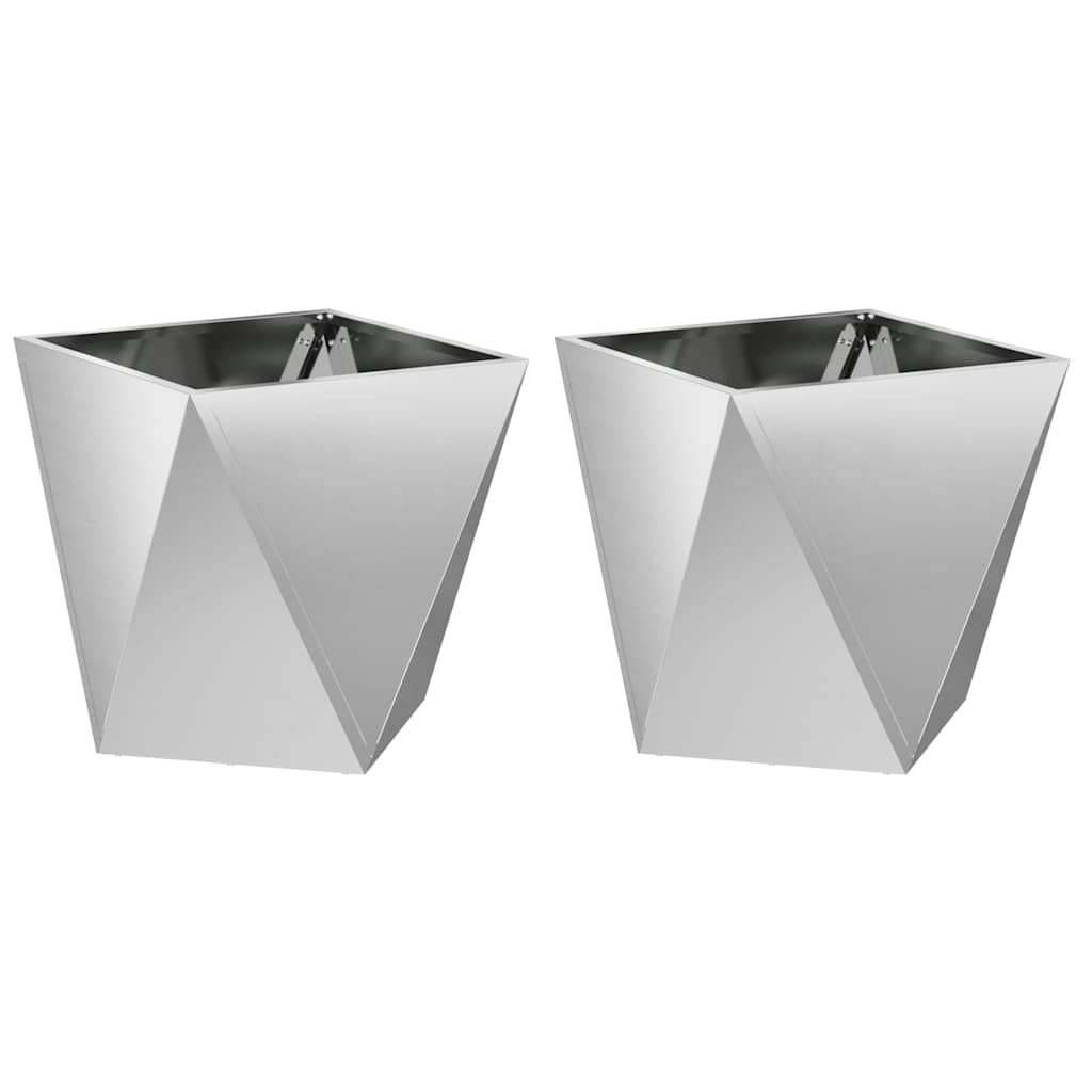 Fioriera 2 pcs Argento 50 x 50 x 50 cm Acciaio zincato