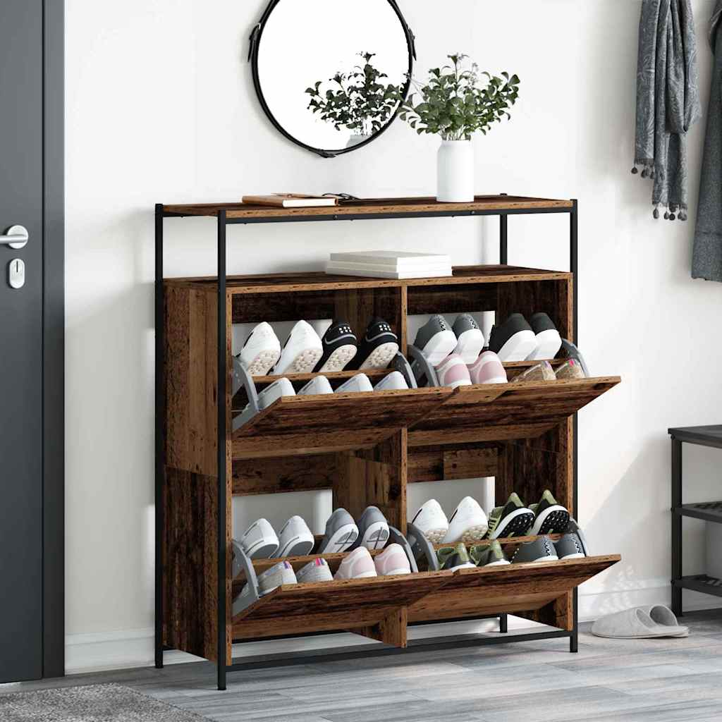 Mobile per scarpe con porta Legno vecchio 100 x 34 x 112 cm